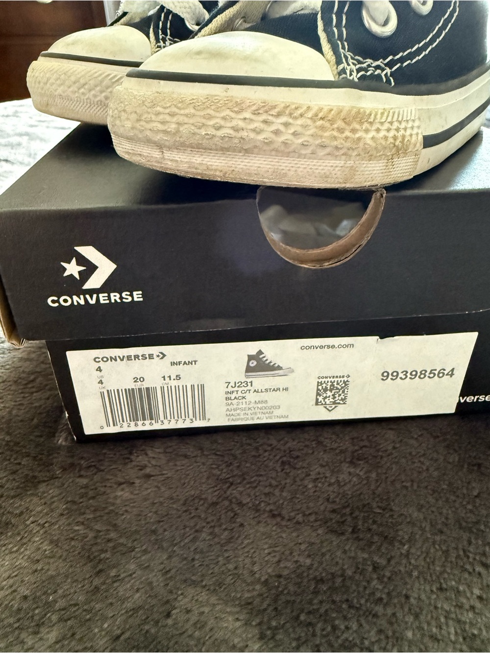 Converse Kids Black & White High-Top Sneakers - Picture 6 of 6
